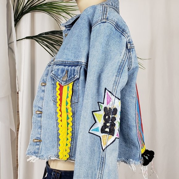 Custom Salt-n-Pepa Inspired Denim Cropped Jacket Size Medium / Large - Picture 11 of 16